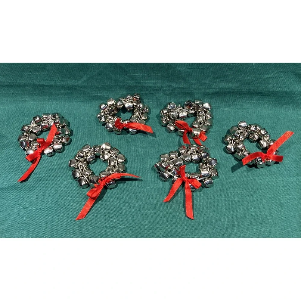 Set 6 Pier 1 Imports Silver Jingle Bell Napkin Rings Christmas MPN 1934642